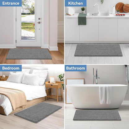 Small Bath Rug Mat,24x17 Chenille High Absorbent Latte Bathroom Mats | Non Slip with Rubber Backing Bathroom Rugs Machine Washable;Extra Soft Bath Rug ;High Absorbent And Quick Dry Microfiber mat