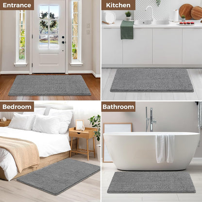 Small Bath Rug Mat,24x17 Chenille High Absorbent Latte Bathroom Mats | Non Slip with Rubber Backing Bathroom Rugs Machine Washable;Extra Soft Bath Rug ;High Absorbent And Quick Dry Microfiber mat