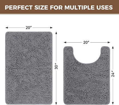 Small Bath Rug Mat,24x17 Chenille High Absorbent Latte Bathroom Mats | Non Slip with Rubber Backing Bathroom Rugs Machine Washable;Extra Soft Bath Rug ;High Absorbent And Quick Dry Microfiber mat