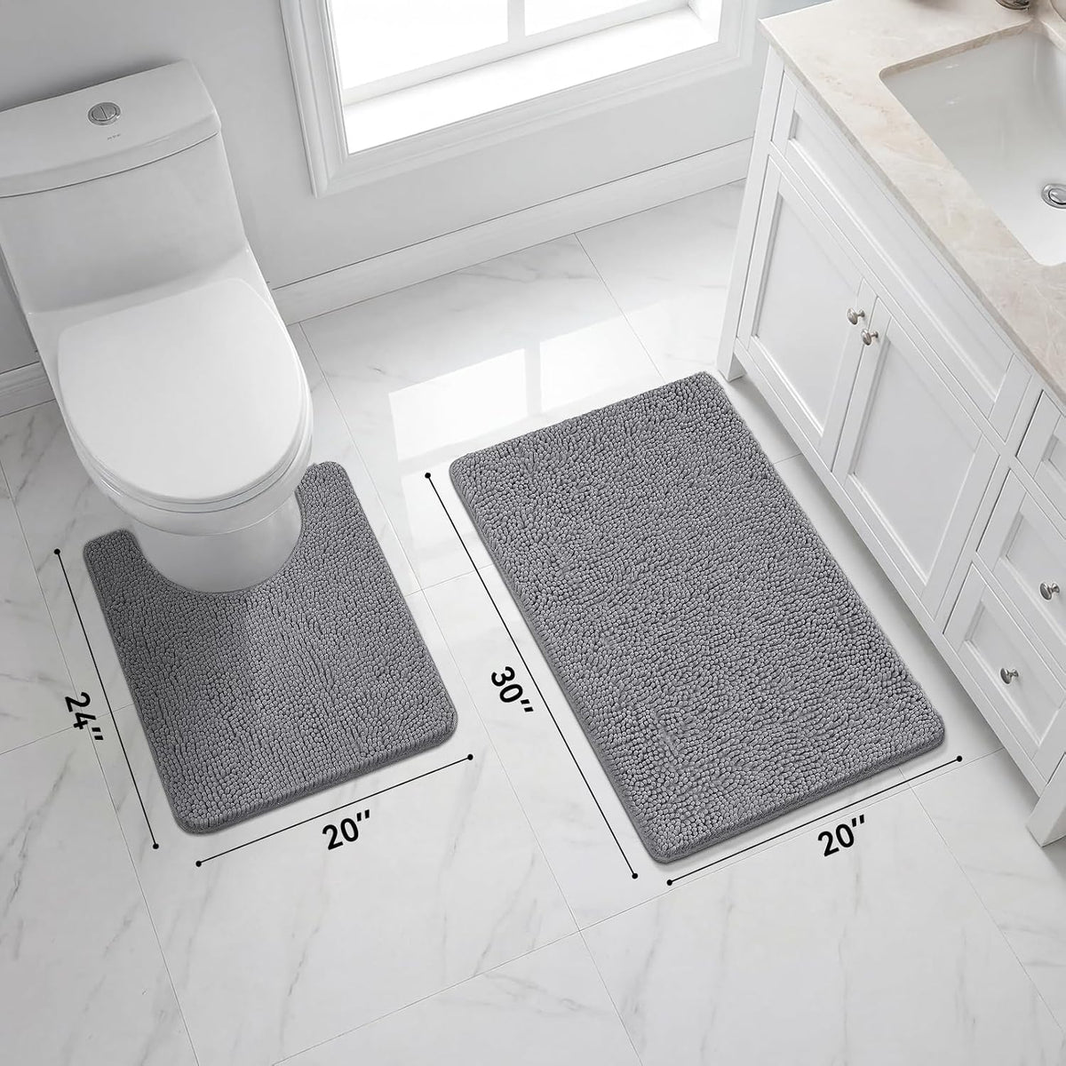 Small Bath Rug Mat,24x17 Chenille High Absorbent Latte Bathroom Mats | Non Slip with Rubber Backing Bathroom Rugs Machine Washable;Extra Soft Bath Rug ;High Absorbent And Quick Dry Microfiber mat