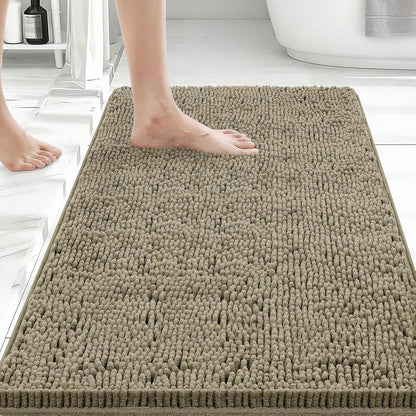 Small Bath Rug Mat,24x17 Chenille High Absorbent Latte Bathroom Mats | Non Slip with Rubber Backing Bathroom Rugs Machine Washable;Extra Soft Bath Rug ;High Absorbent And Quick Dry Microfiber mat