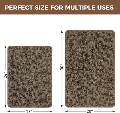 Small Bath Rug Mat,24x17 Chenille High Absorbent Latte Bathroom Mats | Non Slip with Rubber Backing Bathroom Rugs Machine Washable;Extra Soft Bath Rug ;High Absorbent And Quick Dry Microfiber mat