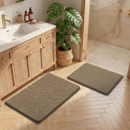 Small Bath Rug Mat,24x17 Chenille High Absorbent Latte Bathroom Mats | Non Slip with Rubber Backing Bathroom Rugs Machine Washable;Extra Soft Bath Rug ;High Absorbent And Quick Dry Microfiber mat