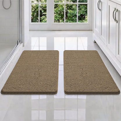Small Bath Rug Mat,24x17 Chenille High Absorbent Latte Bathroom Mats | Non Slip with Rubber Backing Bathroom Rugs Machine Washable;Extra Soft Bath Rug ;High Absorbent And Quick Dry Microfiber mat