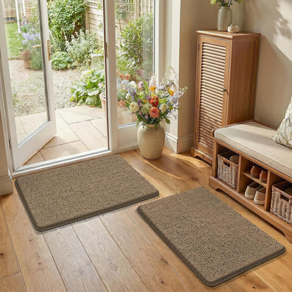 Small Bath Rug Mat,24x17 Chenille High Absorbent Latte Bathroom Mats | Non Slip with Rubber Backing Bathroom Rugs Machine Washable;Extra Soft Bath Rug ;High Absorbent And Quick Dry Microfiber mat