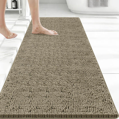Small Bath Rug Mat,24x17 Chenille High Absorbent Latte Bathroom Mats | Non Slip with Rubber Backing Bathroom Rugs Machine Washable;Extra Soft Bath Rug ;High Absorbent And Quick Dry Microfiber mat