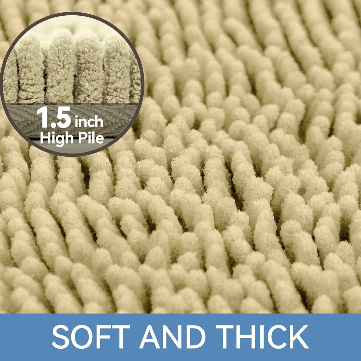 Small Bath Rug Mat,24x17 Chenille High Absorbent Latte Bathroom Mats | Non Slip with Rubber Backing Bathroom Rugs Machine Washable;Extra Soft Bath Rug ;High Absorbent And Quick Dry Microfiber mat