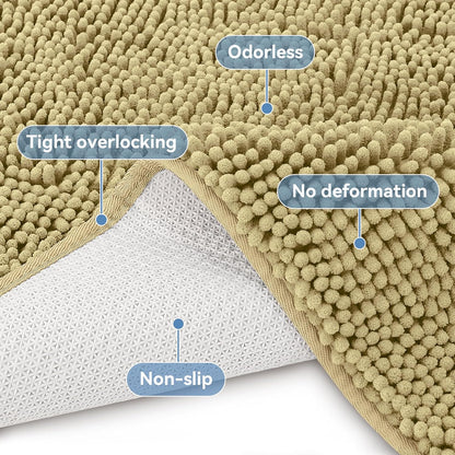 Small Bath Rug Mat,24x17 Chenille High Absorbent Latte Bathroom Mats | Non Slip with Rubber Backing Bathroom Rugs Machine Washable;Extra Soft Bath Rug ;High Absorbent And Quick Dry Microfiber mat