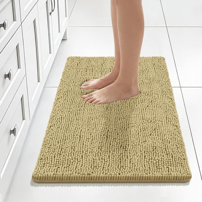 Small Bath Rug Mat,24x17 Chenille High Absorbent Latte Bathroom Mats | Non Slip with Rubber Backing Bathroom Rugs Machine Washable;Extra Soft Bath Rug ;High Absorbent And Quick Dry Microfiber mat