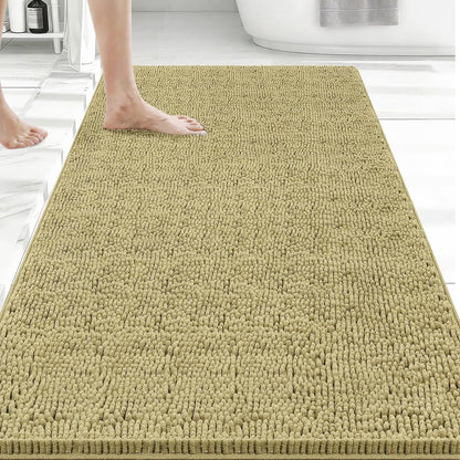 Small Bath Rug Mat,24x17 Chenille High Absorbent Latte Bathroom Mats | Non Slip with Rubber Backing Bathroom Rugs Machine Washable;Extra Soft Bath Rug ;High Absorbent And Quick Dry Microfiber mat