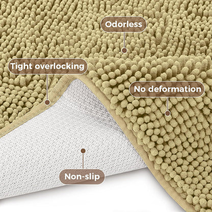 Small Bath Rug Mat,24x17 Chenille High Absorbent Latte Bathroom Mats | Non Slip with Rubber Backing Bathroom Rugs Machine Washable;Extra Soft Bath Rug ;High Absorbent And Quick Dry Microfiber mat