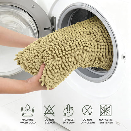 Small Bath Rug Mat,24x17 Chenille High Absorbent Latte Bathroom Mats | Non Slip with Rubber Backing Bathroom Rugs Machine Washable;Extra Soft Bath Rug ;High Absorbent And Quick Dry Microfiber mat