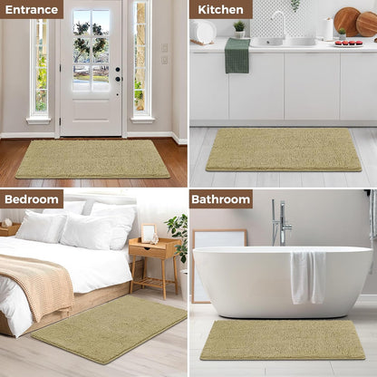 Small Bath Rug Mat,24x17 Chenille High Absorbent Latte Bathroom Mats | Non Slip with Rubber Backing Bathroom Rugs Machine Washable;Extra Soft Bath Rug ;High Absorbent And Quick Dry Microfiber mat