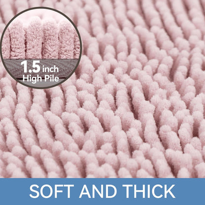 Small Bath Rug Mat,24x17 Chenille High Absorbent Latte Bathroom Mats | Non Slip with Rubber Backing Bathroom Rugs Machine Washable;Extra Soft Bath Rug ;High Absorbent And Quick Dry Microfiber mat