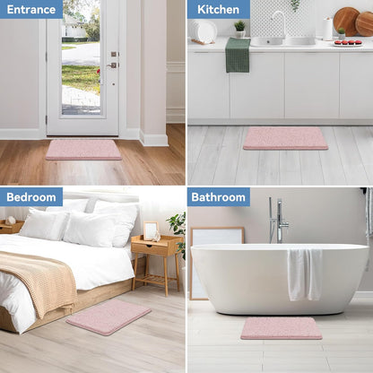 Small Bath Rug Mat,24x17 Chenille High Absorbent Latte Bathroom Mats | Non Slip with Rubber Backing Bathroom Rugs Machine Washable;Extra Soft Bath Rug ;High Absorbent And Quick Dry Microfiber mat