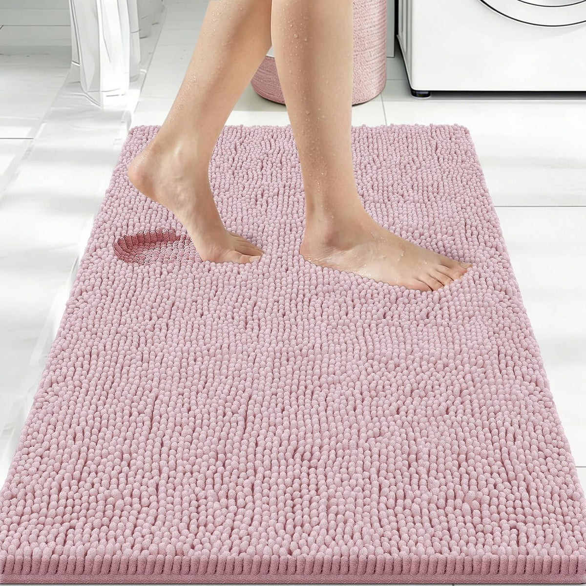 Small Bath Rug Mat,24x17 Chenille High Absorbent Latte Bathroom Mats | Non Slip with Rubber Backing Bathroom Rugs Machine Washable;Extra Soft Bath Rug ;High Absorbent And Quick Dry Microfiber mat
