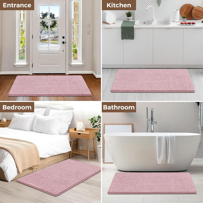 Small Bath Rug Mat,24x17 Chenille High Absorbent Latte Bathroom Mats | Non Slip with Rubber Backing Bathroom Rugs Machine Washable;Extra Soft Bath Rug ;High Absorbent And Quick Dry Microfiber mat