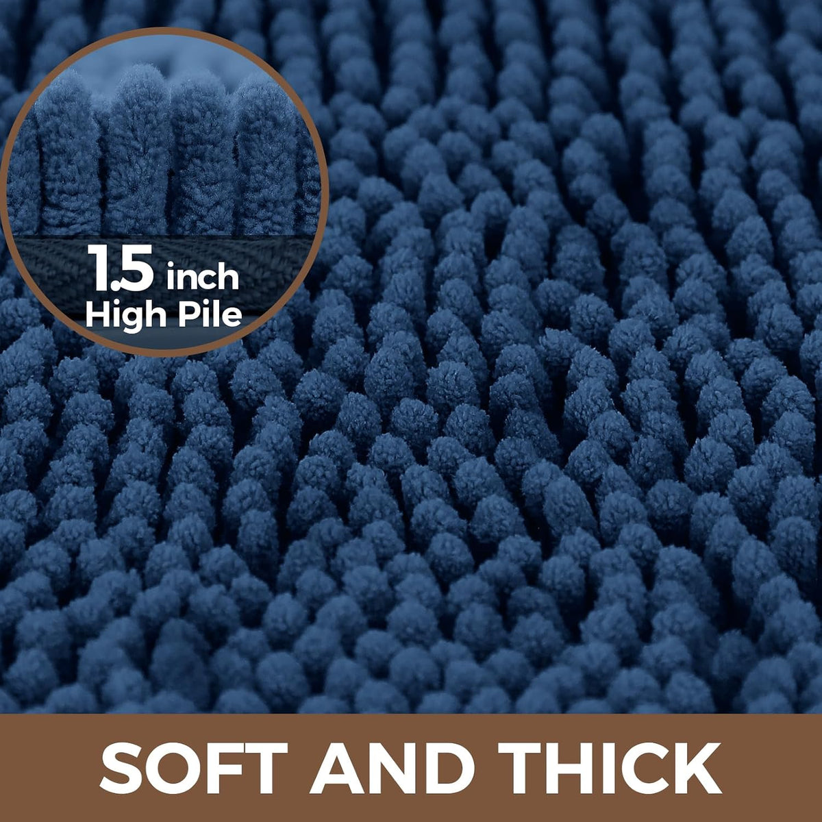 Small Bath Rug Mat,24x17 Chenille High Absorbent Latte Bathroom Mats | Non Slip with Rubber Backing Bathroom Rugs Machine Washable;Extra Soft Bath Rug ;High Absorbent And Quick Dry Microfiber mat