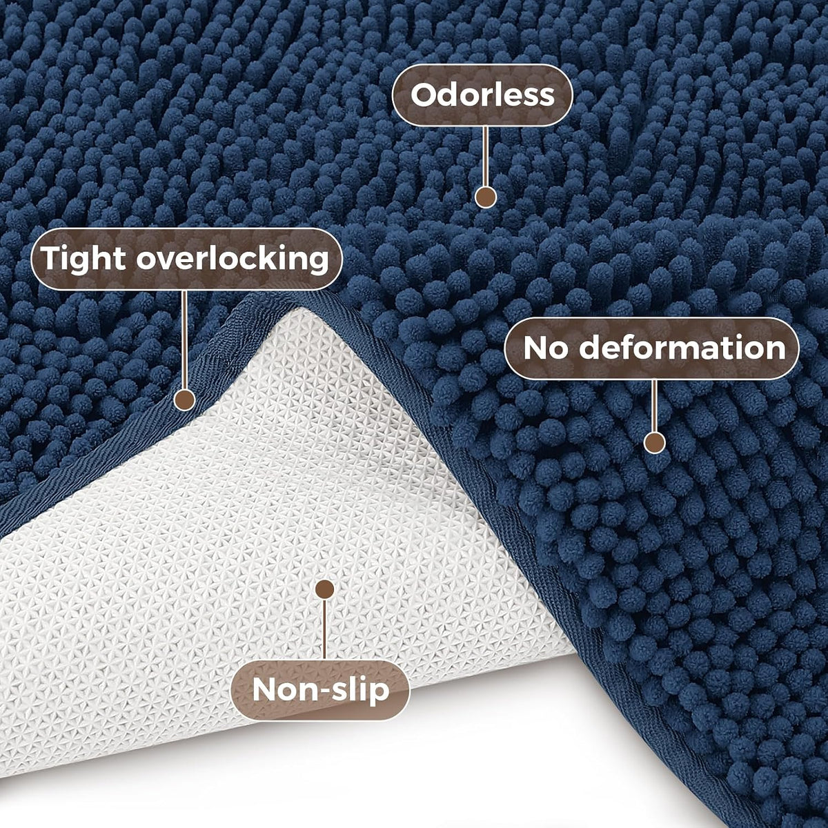 Small Bath Rug Mat,24x17 Chenille High Absorbent Latte Bathroom Mats | Non Slip with Rubber Backing Bathroom Rugs Machine Washable;Extra Soft Bath Rug ;High Absorbent And Quick Dry Microfiber mat