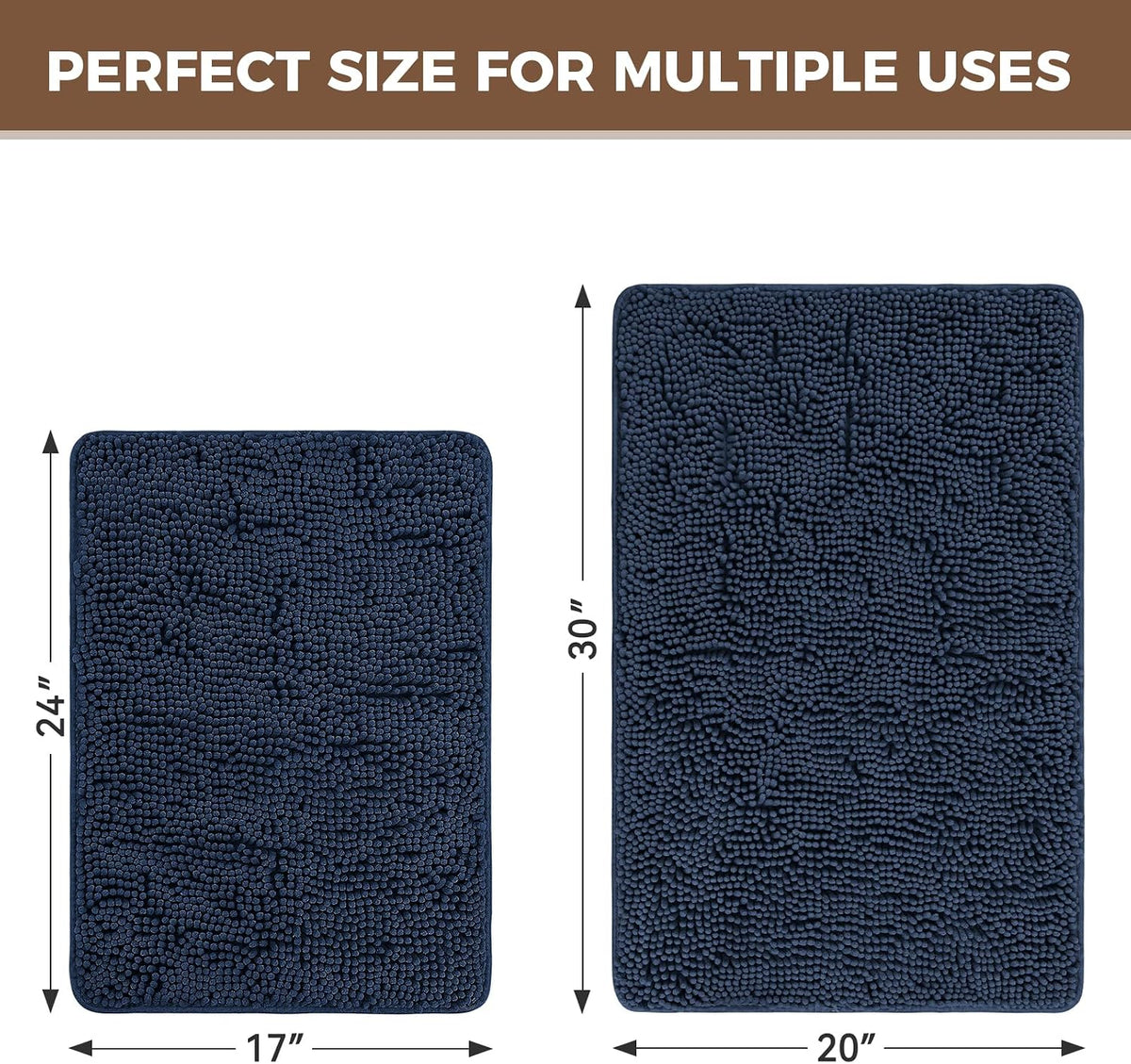Small Bath Rug Mat,24x17 Chenille High Absorbent Latte Bathroom Mats | Non Slip with Rubber Backing Bathroom Rugs Machine Washable;Extra Soft Bath Rug ;High Absorbent And Quick Dry Microfiber mat