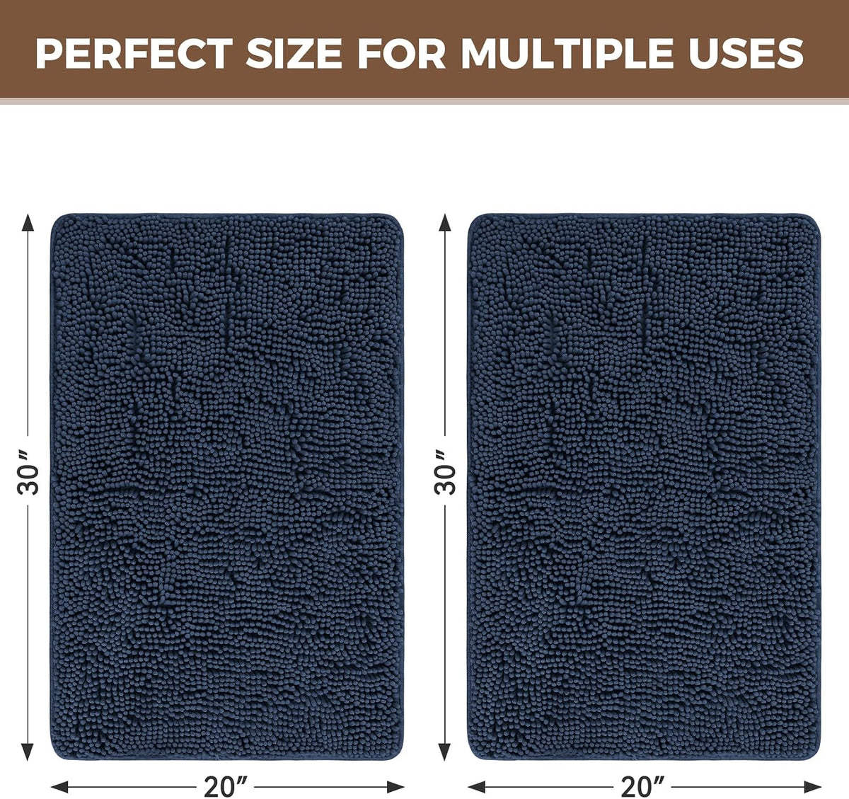 Small Bath Rug Mat,24x17 Chenille High Absorbent Latte Bathroom Mats | Non Slip with Rubber Backing Bathroom Rugs Machine Washable;Extra Soft Bath Rug ;High Absorbent And Quick Dry Microfiber mat