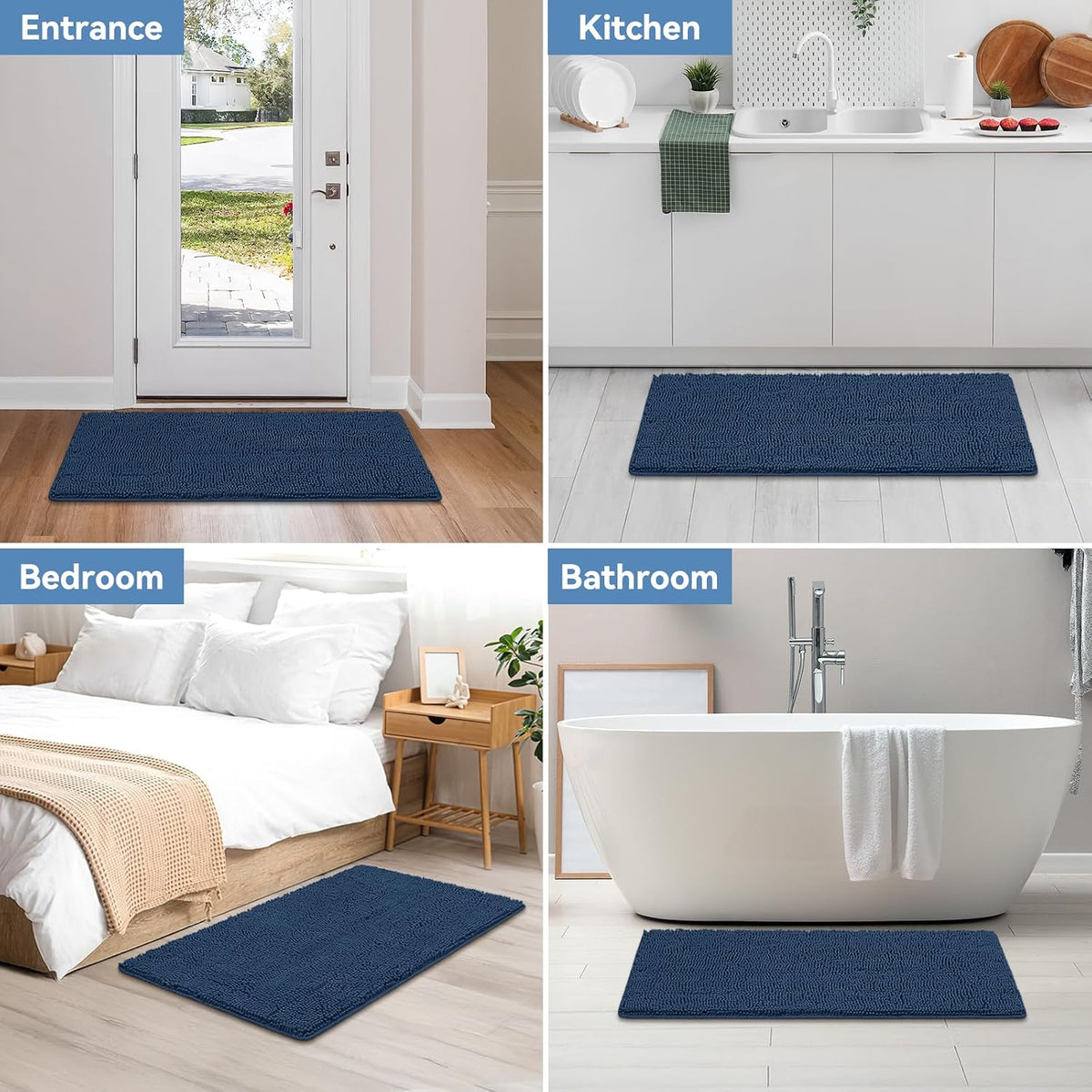 Small Bath Rug Mat,24x17 Chenille High Absorbent Latte Bathroom Mats | Non Slip with Rubber Backing Bathroom Rugs Machine Washable;Extra Soft Bath Rug ;High Absorbent And Quick Dry Microfiber mat