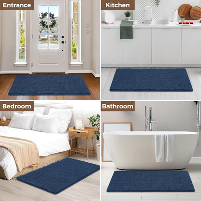 Small Bath Rug Mat,24x17 Chenille High Absorbent Latte Bathroom Mats | Non Slip with Rubber Backing Bathroom Rugs Machine Washable;Extra Soft Bath Rug ;High Absorbent And Quick Dry Microfiber mat