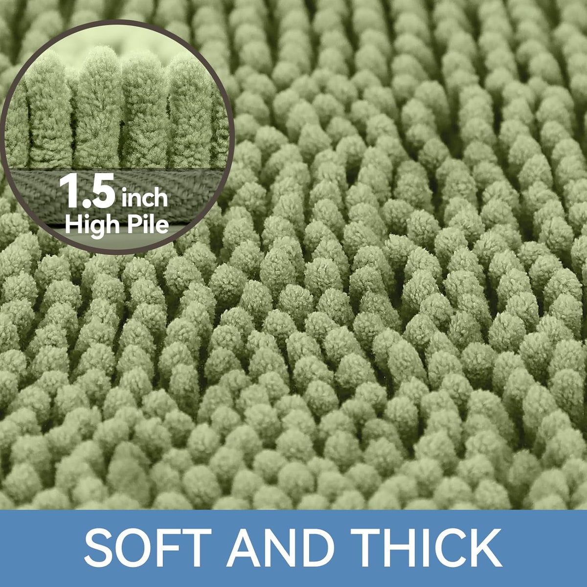 Small Bath Rug Mat,24x17 Chenille High Absorbent Latte Bathroom Mats | Non Slip with Rubber Backing Bathroom Rugs Machine Washable;Extra Soft Bath Rug ;High Absorbent And Quick Dry Microfiber mat
