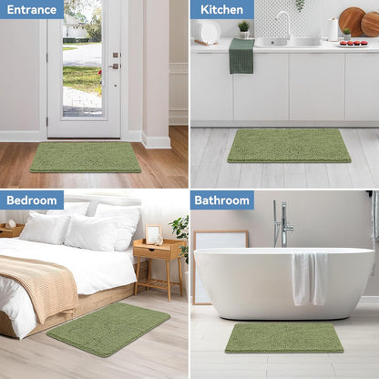 Small Bath Rug Mat,24x17 Chenille High Absorbent Latte Bathroom Mats | Non Slip with Rubber Backing Bathroom Rugs Machine Washable;Extra Soft Bath Rug ;High Absorbent And Quick Dry Microfiber mat