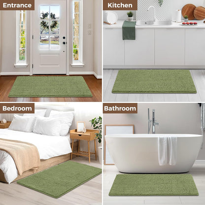 Small Bath Rug Mat,24x17 Chenille High Absorbent Latte Bathroom Mats | Non Slip with Rubber Backing Bathroom Rugs Machine Washable;Extra Soft Bath Rug ;High Absorbent And Quick Dry Microfiber mat