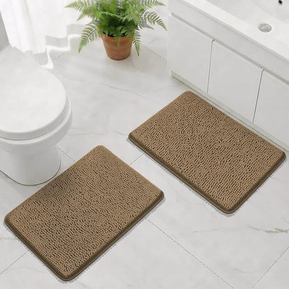 Small Bath Rug Mat,24x17 Chenille High Absorbent Latte Bathroom Mats | Non Slip with Rubber Backing Bathroom Rugs Machine Washable;Extra Soft Bath Rug ;High Absorbent And Quick Dry Microfiber mat