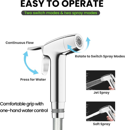 RV Bidet Sprayer for SEAFLO, RV Handheld Bidet with Water Hose & RV Fitting, Wall-Mount Toilet Sprayer for Motorhomes, Fifth Wheels, Trailers & Campers Toilet-Chome
