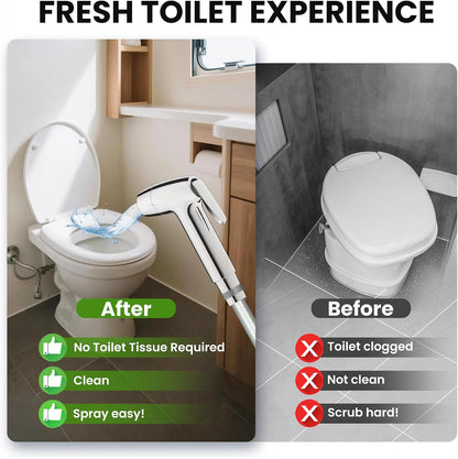 RV Bidet Sprayer for SEAFLO, RV Handheld Bidet with Water Hose & RV Fitting, Wall-Mount Toilet Sprayer for Motorhomes, Fifth Wheels, Trailers & Campers Toilet-Chome