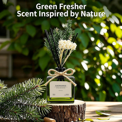 Reed Diffuser, 6.09 oz Earthy Sandalwood Scent Diffuser with Sticks & Dried Flowers, 120 Days Long Lasting diffusers for Home, Elegant Fragrance for Bathroom Bedroom Office Decor Air Fresh