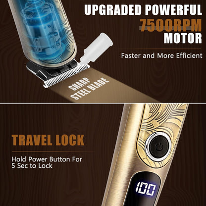 Beard Trimmer for Men, Waterproof Electric Razor, Grooming Kit | Stainless steel blades, six interchangeable heads, wet and dry use, USB rechargeable, for face body nose ear trimming, silver