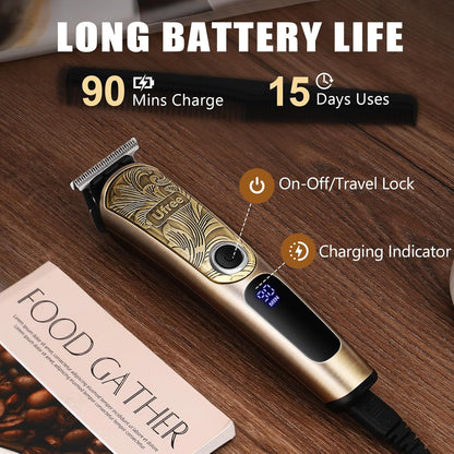 Beard Trimmer for Men, Waterproof Electric Razor, Grooming Kit | Stainless steel blades, six interchangeable heads, wet and dry use, USB rechargeable, for face body nose ear trimming, silver