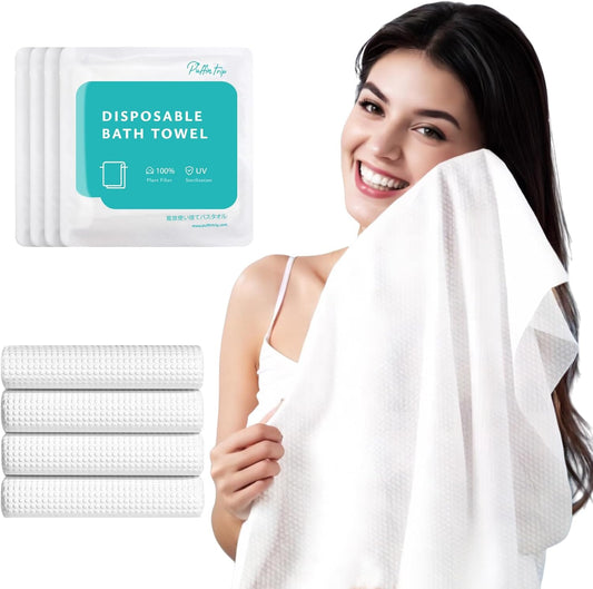 4 Pack Disposable Bath Towels 55''X27.5'’ Durable Portable Camping Towels | Large and thick individually vacuum packed for travel hotel business trip swimming pet towels sauna spa hot spring water play