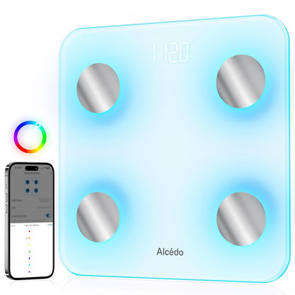 Smart Body Fat Scale, Color-Changing Scale, Bluetooth, White