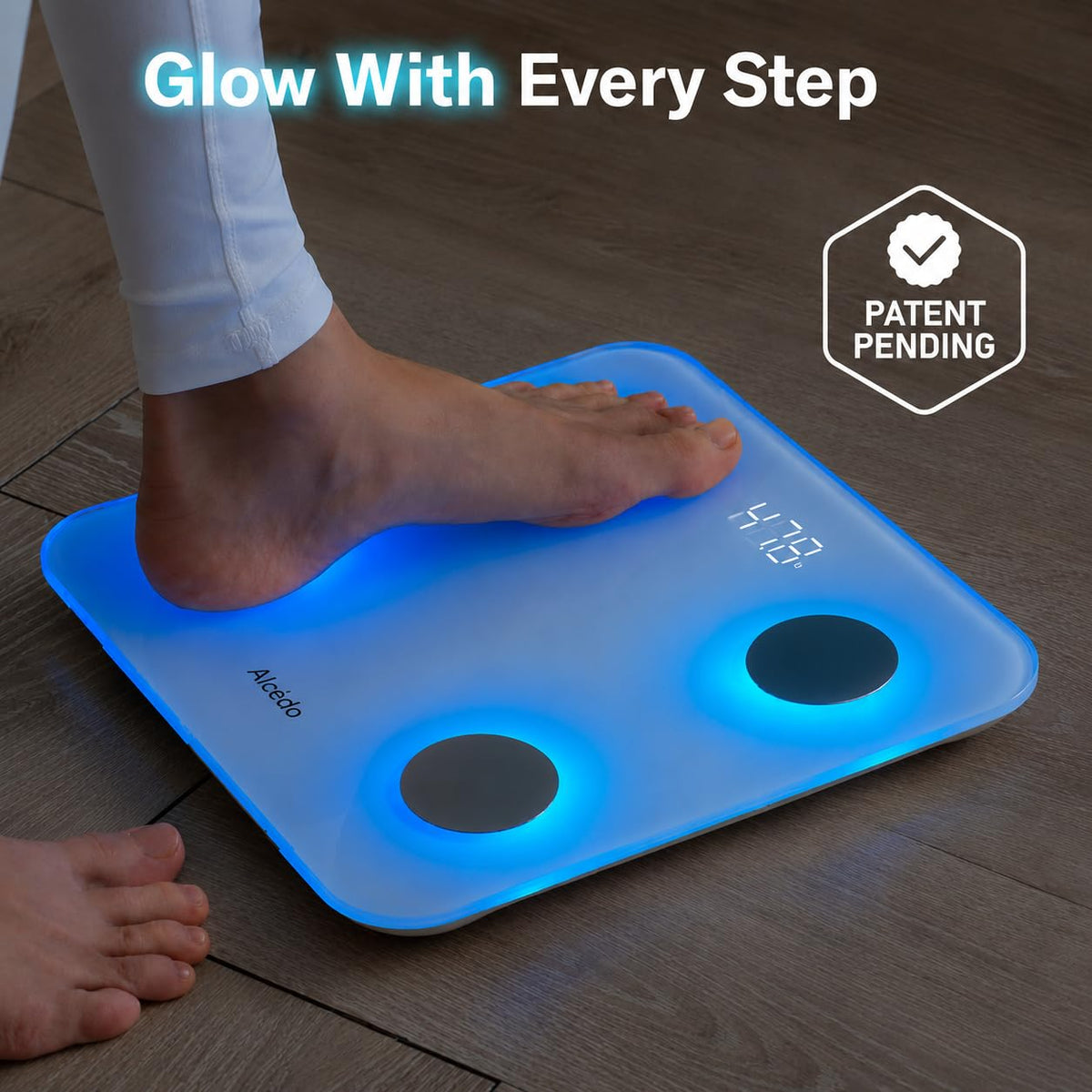 Smart Body Fat Scale, Color-Changing Scale, Bluetooth, White