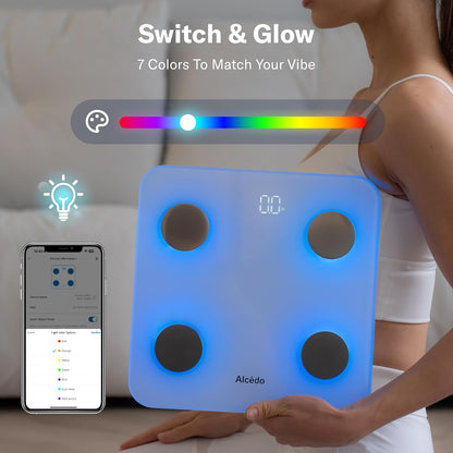 Smart Body Fat Scale, Color-Changing Scale, Bluetooth, White
