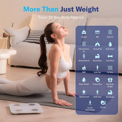 Smart Body Fat Scale, Color-Changing Scale, Bluetooth, White