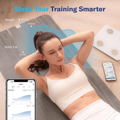 Smart Body Fat Scale, Color-Changing Scale, Bluetooth, White