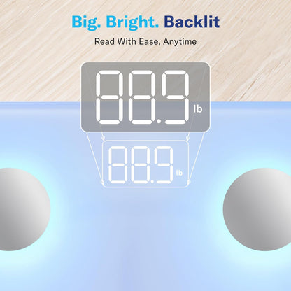 Smart Body Fat Scale, Color-Changing Scale, Bluetooth, White