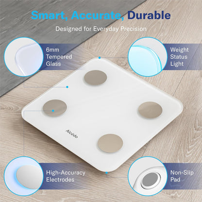Smart Body Fat Scale, Color-Changing Scale, Bluetooth, White