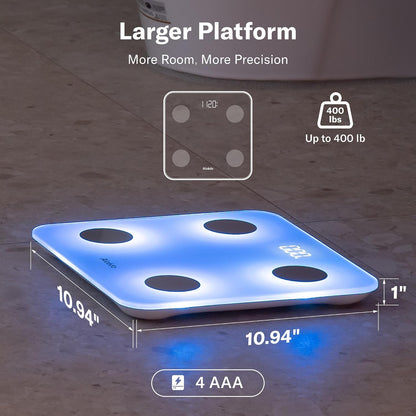 Smart Body Fat Scale, Color-Changing Scale, Bluetooth, White