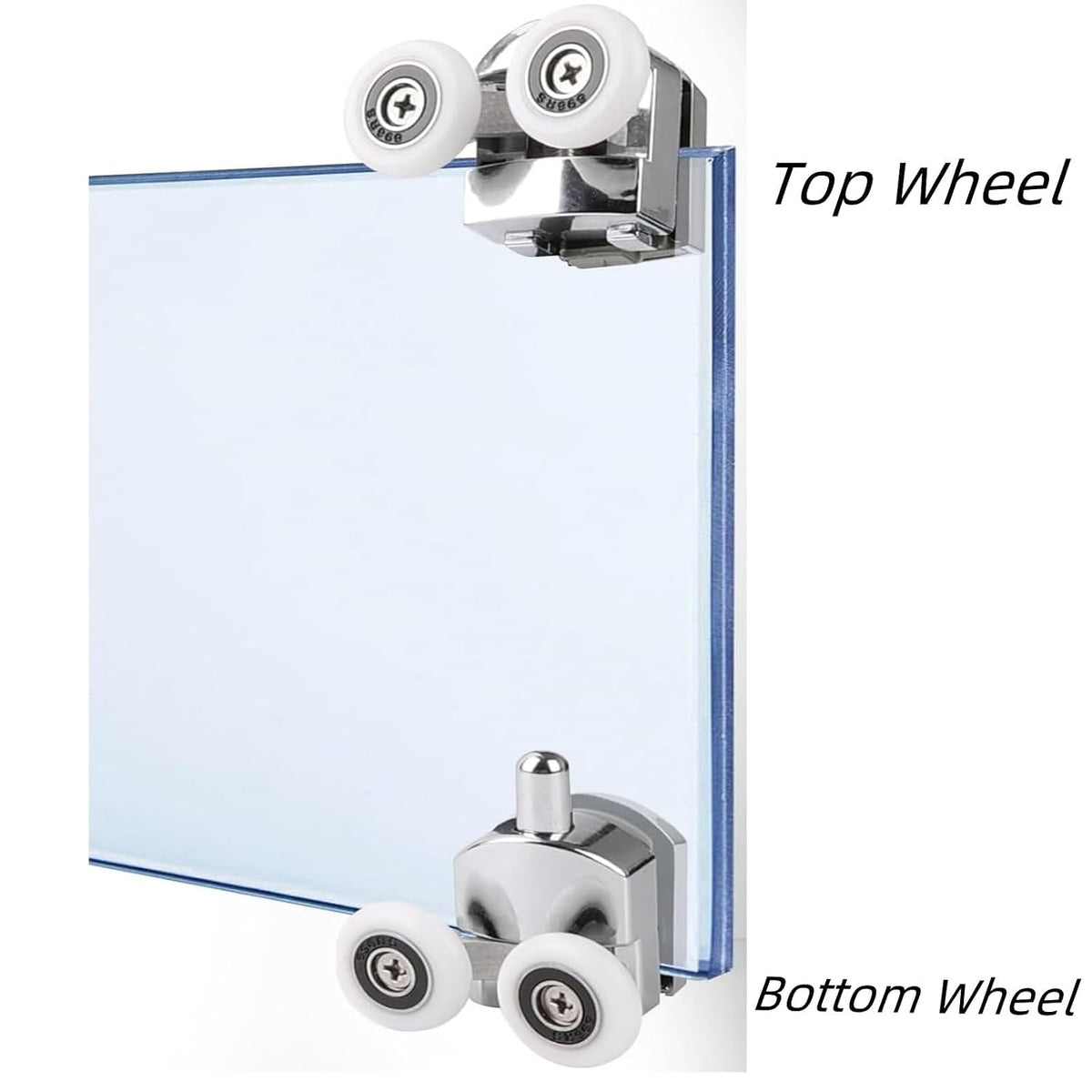 Shower Door Rollers Replacement Zinc Alloy Wheels 23mm with Anti Collision Block and Screws for Curved and Glass Doors