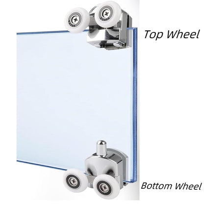 Shower Door Rollers Replacement Zinc Alloy Wheels 23mm with Anti Collision Block and Screws for Curved and Glass Doors