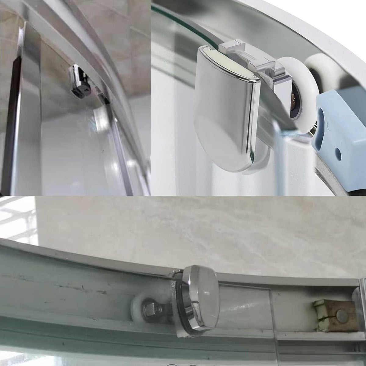 Shower Door Rollers Replacement Zinc Alloy Wheels 23mm with Anti Collision Block and Screws for Curved and Glass Doors