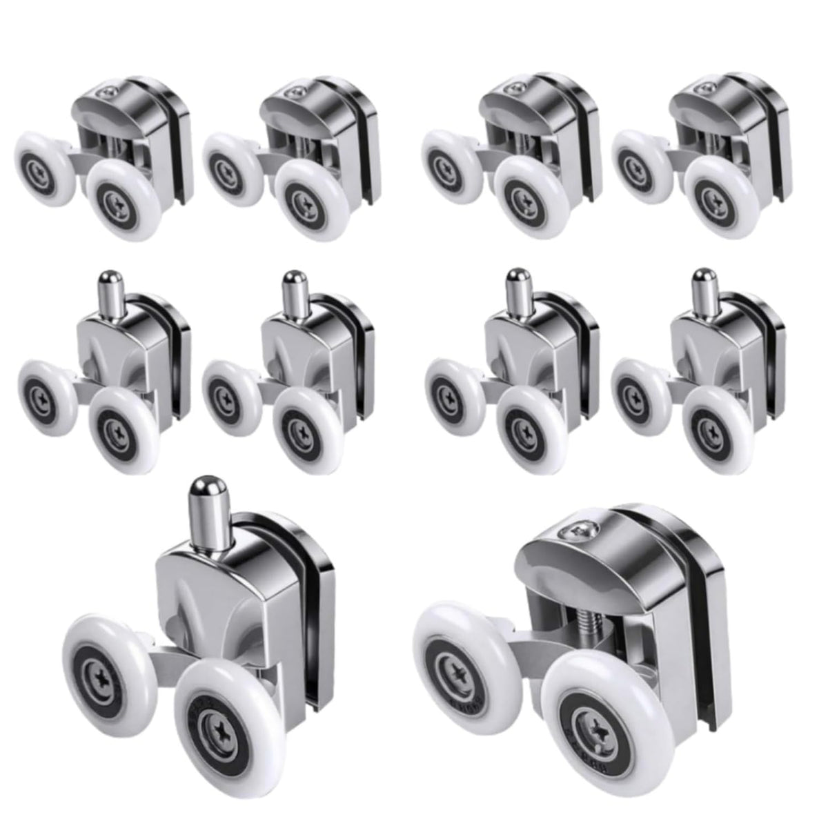 Shower Door Rollers Replacement Zinc Alloy Wheels 23mm with Anti Collision Block and Screws for Curved and Glass Doors