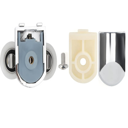 Shower Door Rollers Replacement Zinc Alloy Wheels 23mm with Anti Collision Block and Screws for Curved and Glass Doors